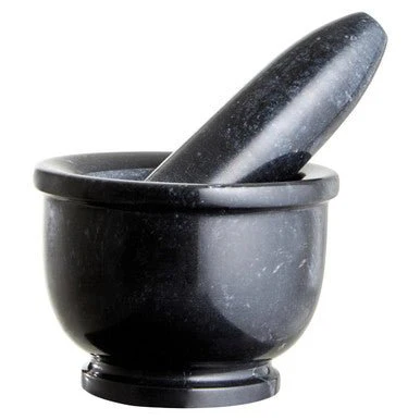 Marmore Black Marble Mortar And Pestle With Rim - Image 11