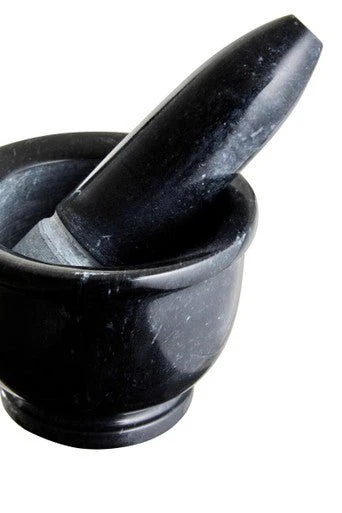 Marmore Black Marble Mortar And Pestle With Rim - Image 13
