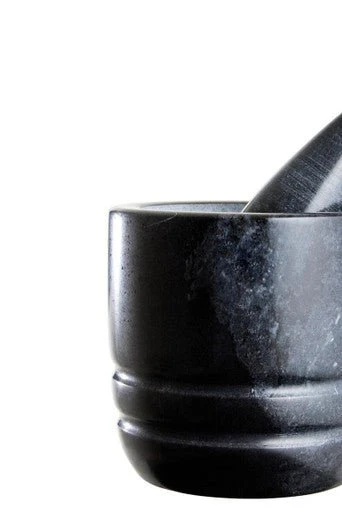Marmore Black Marble Textured Mortar And Pestle - Image 13