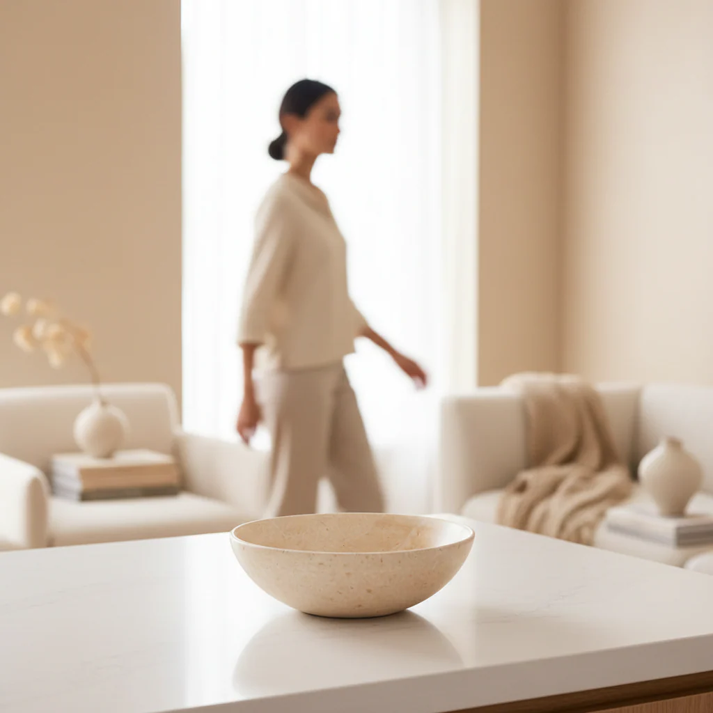 Marmore Cream Marble Bowl - Image 2