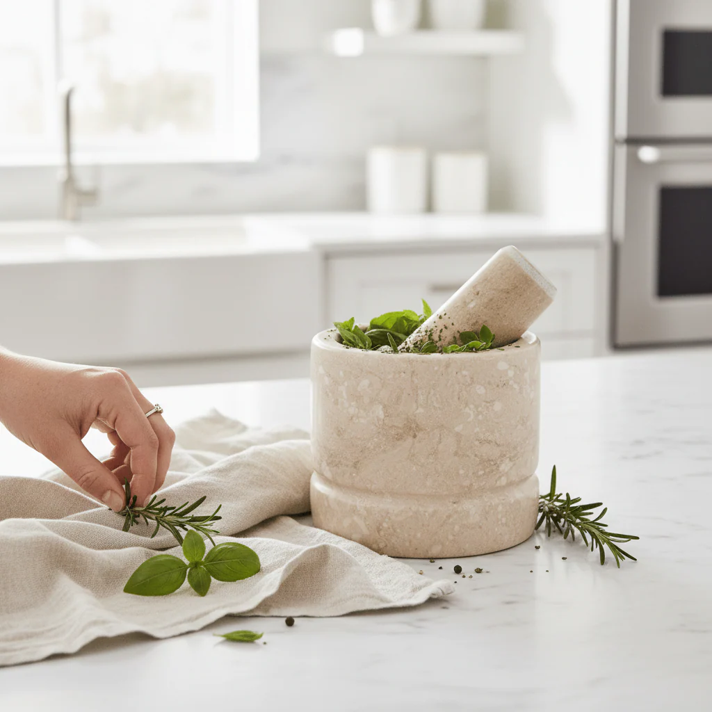 Marmore Cream Marble Mortar And Pestle - Image 2