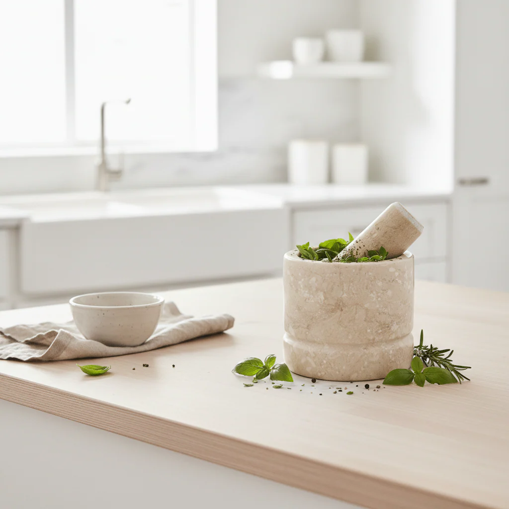 Marmore Cream Marble Mortar And Pestle - Image 3
