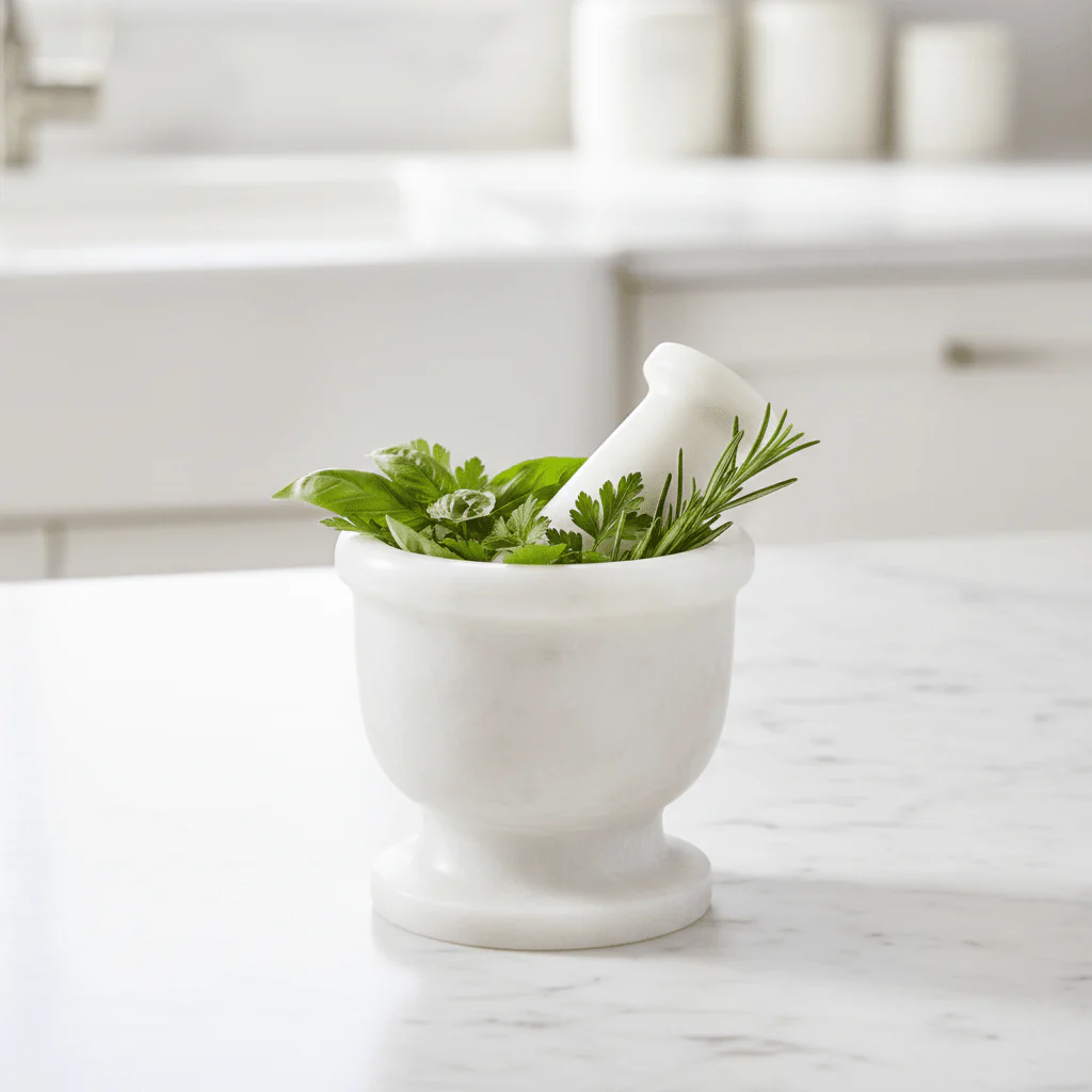 Marmore White Marble Mortar And Pestle - Image 5