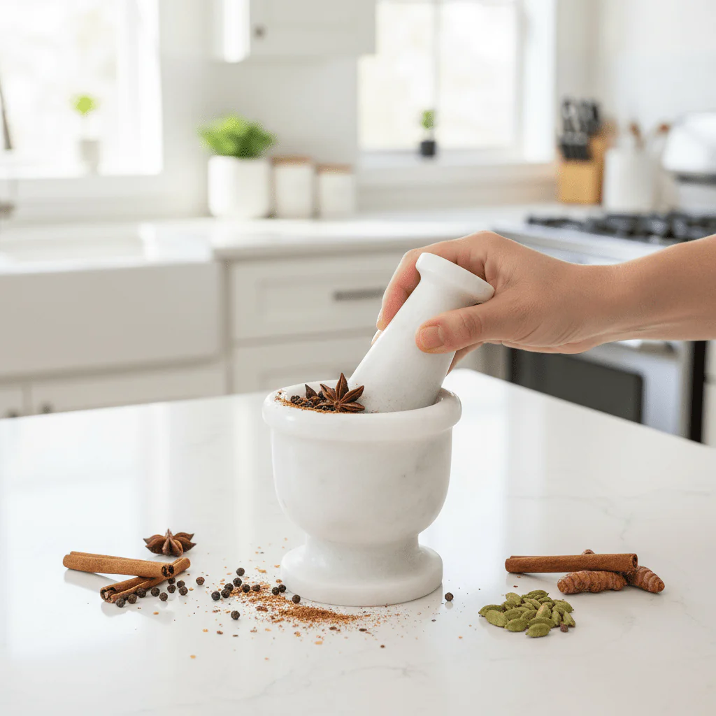 Marmore White Marble Mortar And Pestle - Image 7