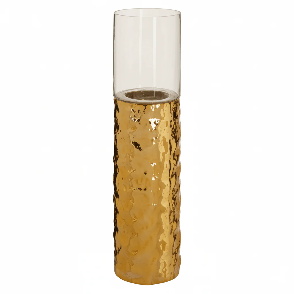 Martele Large Pillar Gold Candle Holder