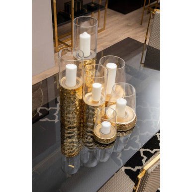 Martele Large Pillar Gold Candle Holder - Image 7
