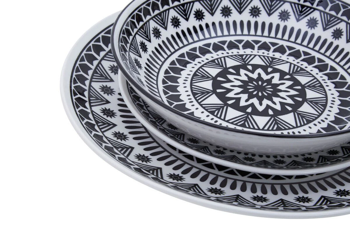 Maya 12 Piece Black And White Dinner Set - Image 13