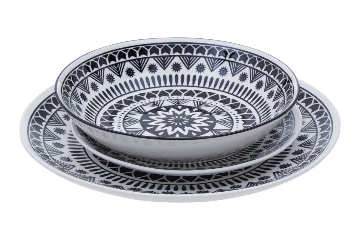Maya 12 Piece Black And White Dinner Set - Image 5