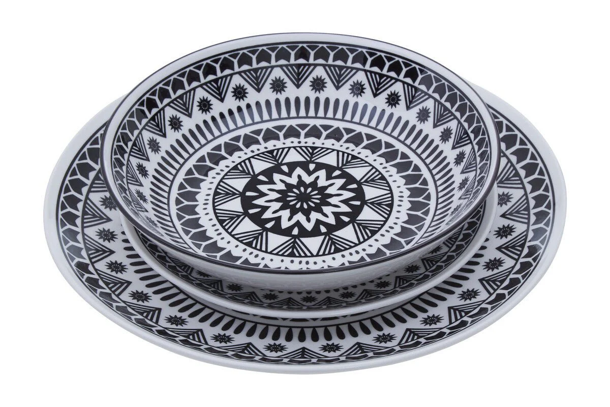 Maya 12 Piece Black And White Dinner Set - Image 8
