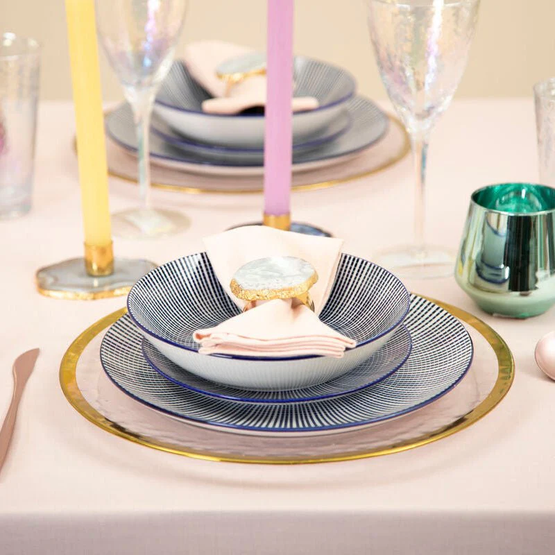 Maya 12 Piece Blue And White Dinner Set - Image 5