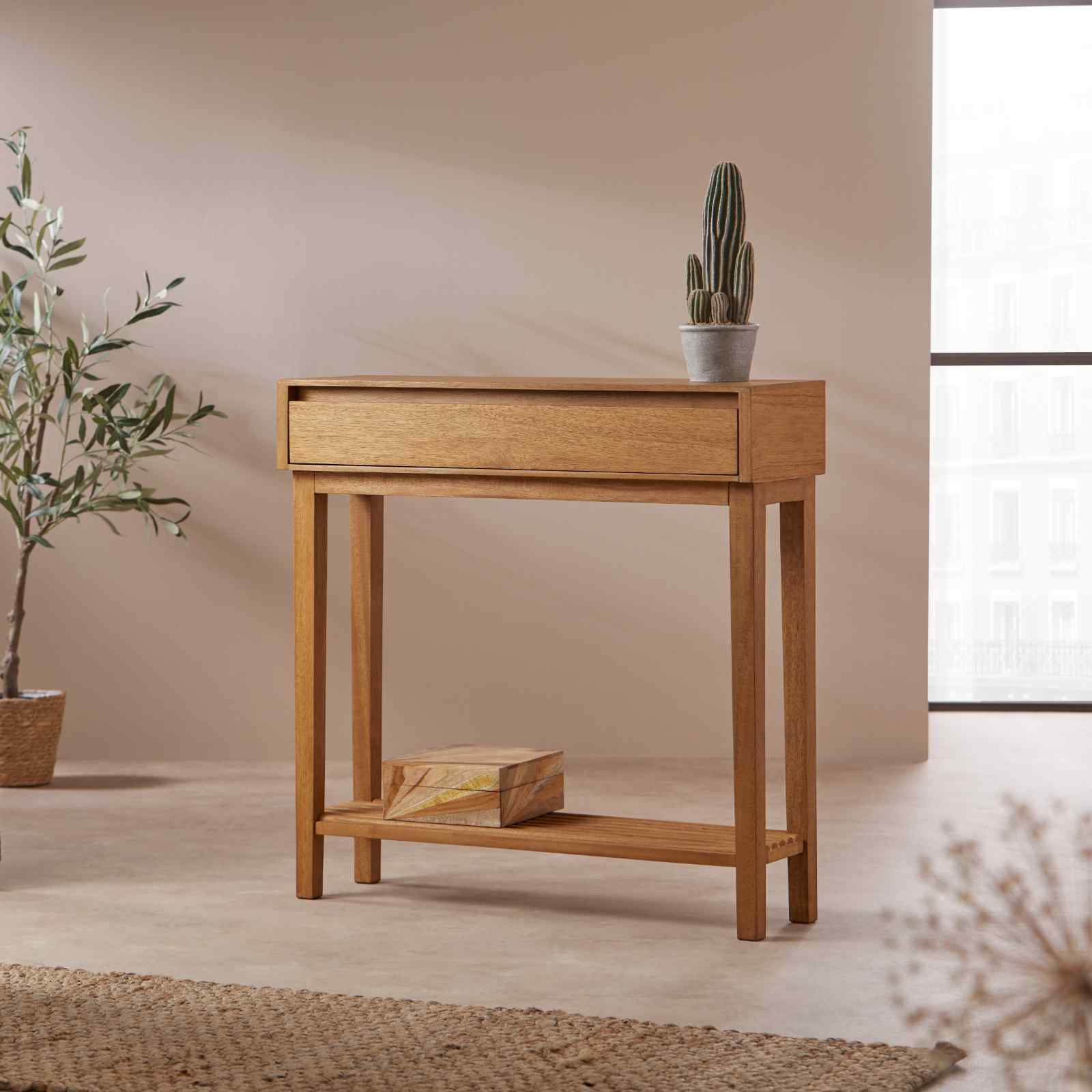 Melia Light Oak Console and Hallway Table with One Drawer - Image 5
