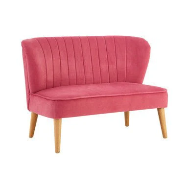 Mia 2 Seat Pink Velvet Kids Sofa - Image 5