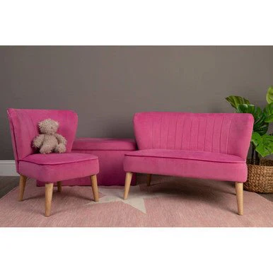 Mia 2 Seat Pink Velvet Kids Sofa - Image 9