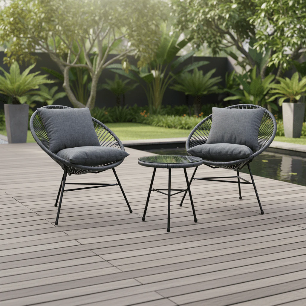 Miami Grey 3 Piece Rattan Patio Set - Image 4