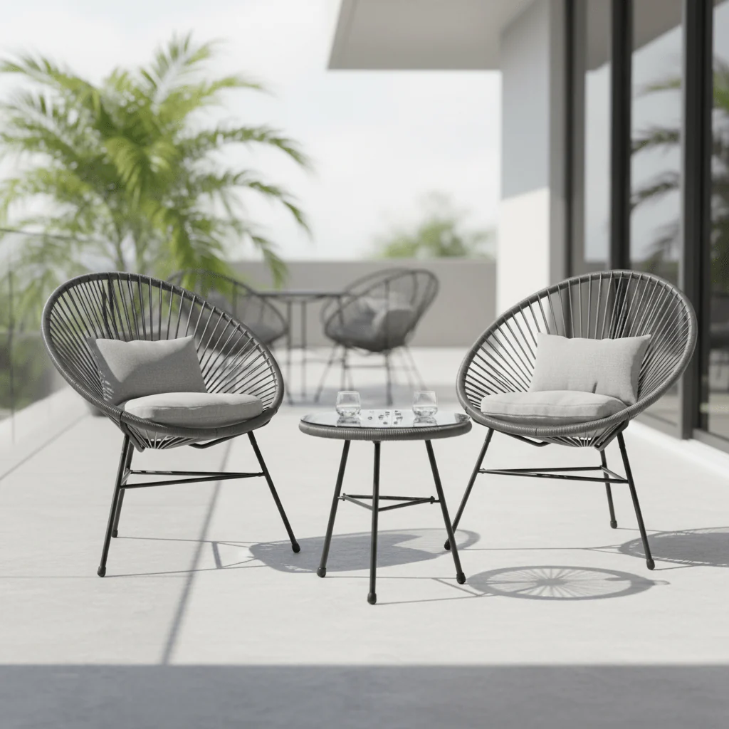 Miami Grey 3 Piece Rattan Patio Set - Image 7