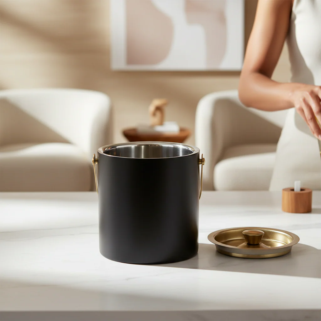 Mixology Black And Gold Finish Ice Bucket - Image 2