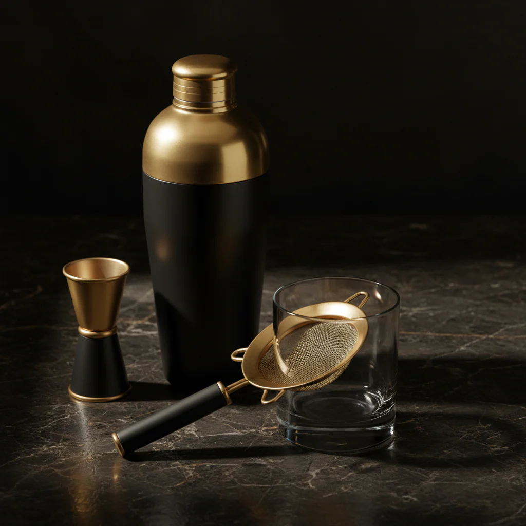 Mixology Gold Finish And Black Cocktail Shaker - Image 3