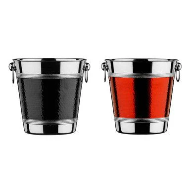 Mixology Hammered Stainless Steel With Black Band Champagne Or Wine Bucket - Image 2
