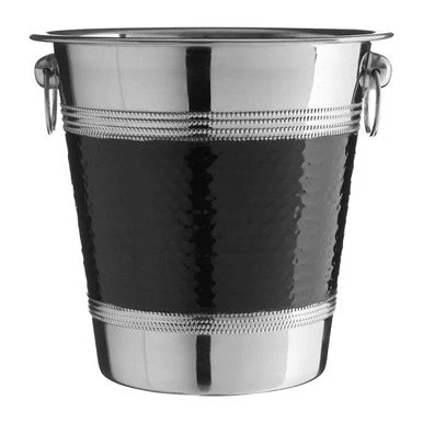 Mixology Hammered Stainless Steel With Black Band Champagne Or Wine Bucket - Image 4