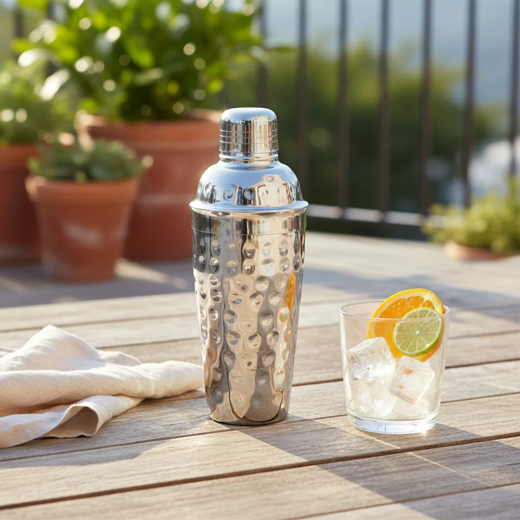 Mixology Stainless Steel Hammered Effect 500Ml Cocktail Shaker - Image 4