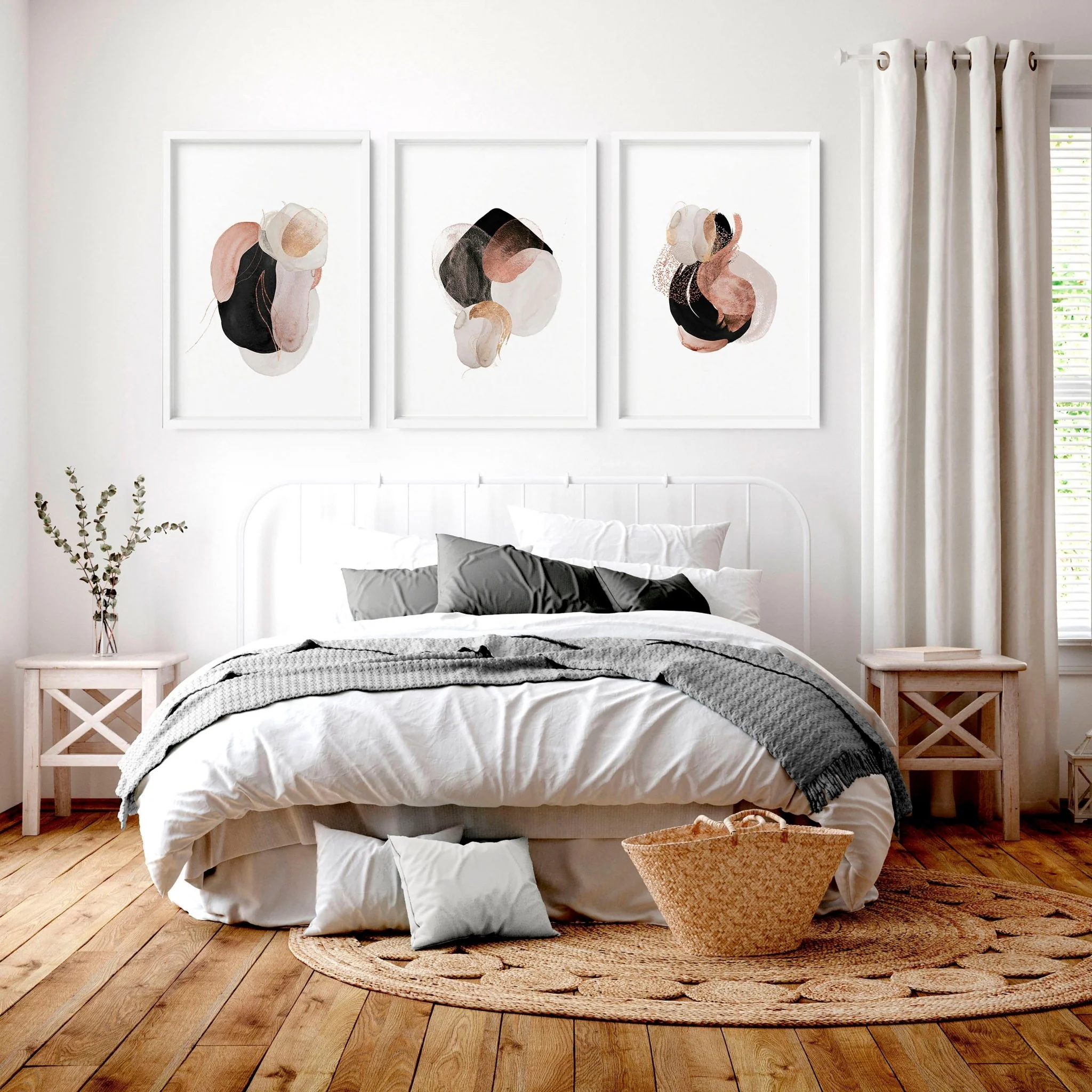 Modern abstract art prints | set of 3 Bedroom wall art - Image 2