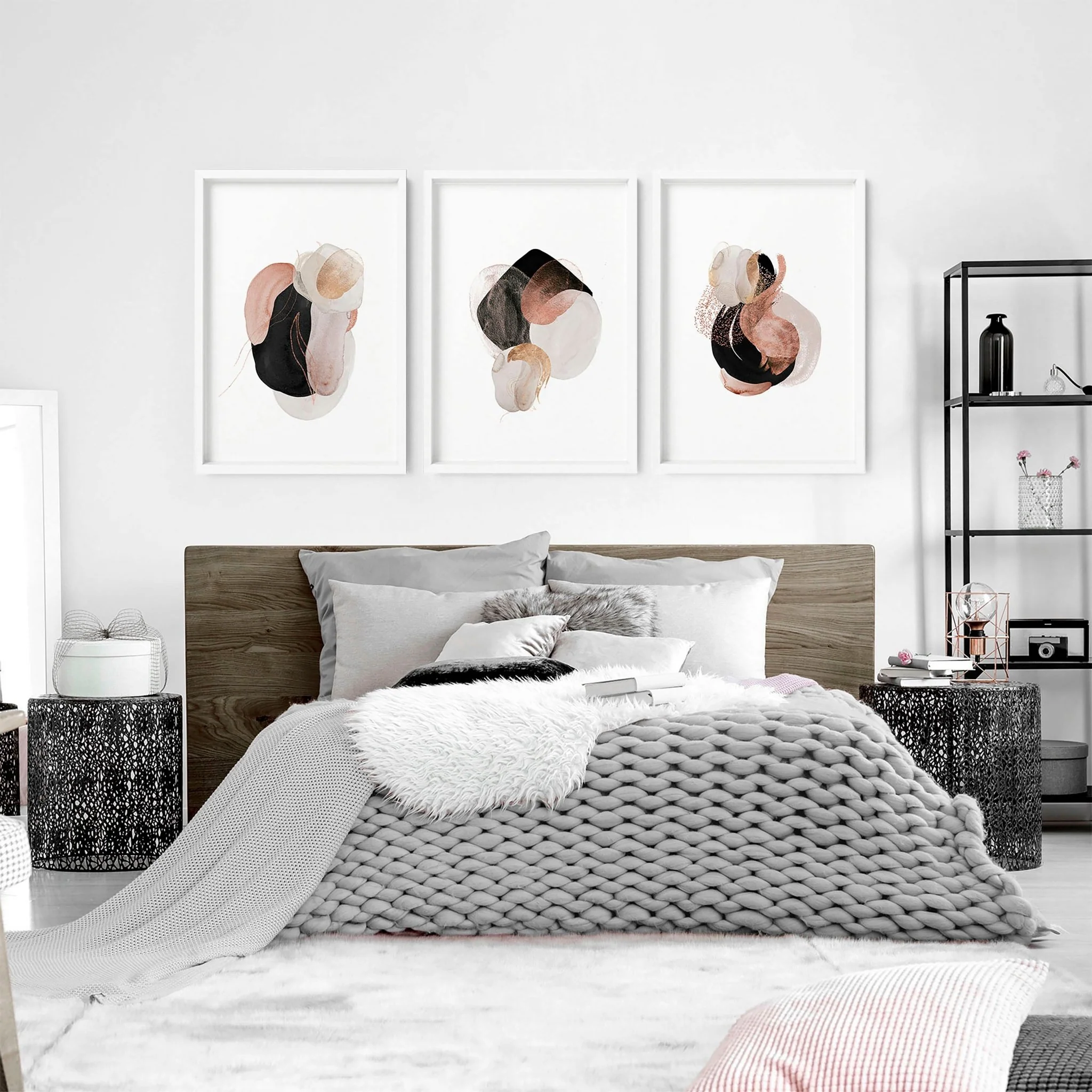 Modern abstract art prints | set of 3 Bedroom wall art - Image 3