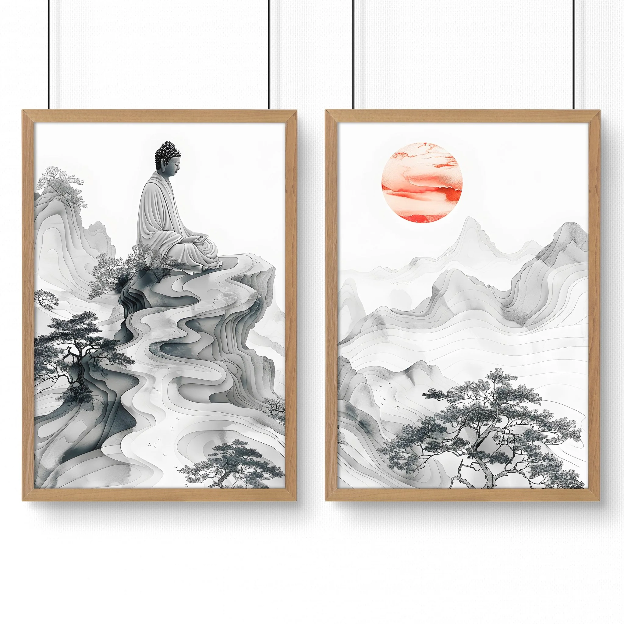 Modern Artwork For Living Room | Set of 2 Asian Inspired Wall art Prints - Image 12