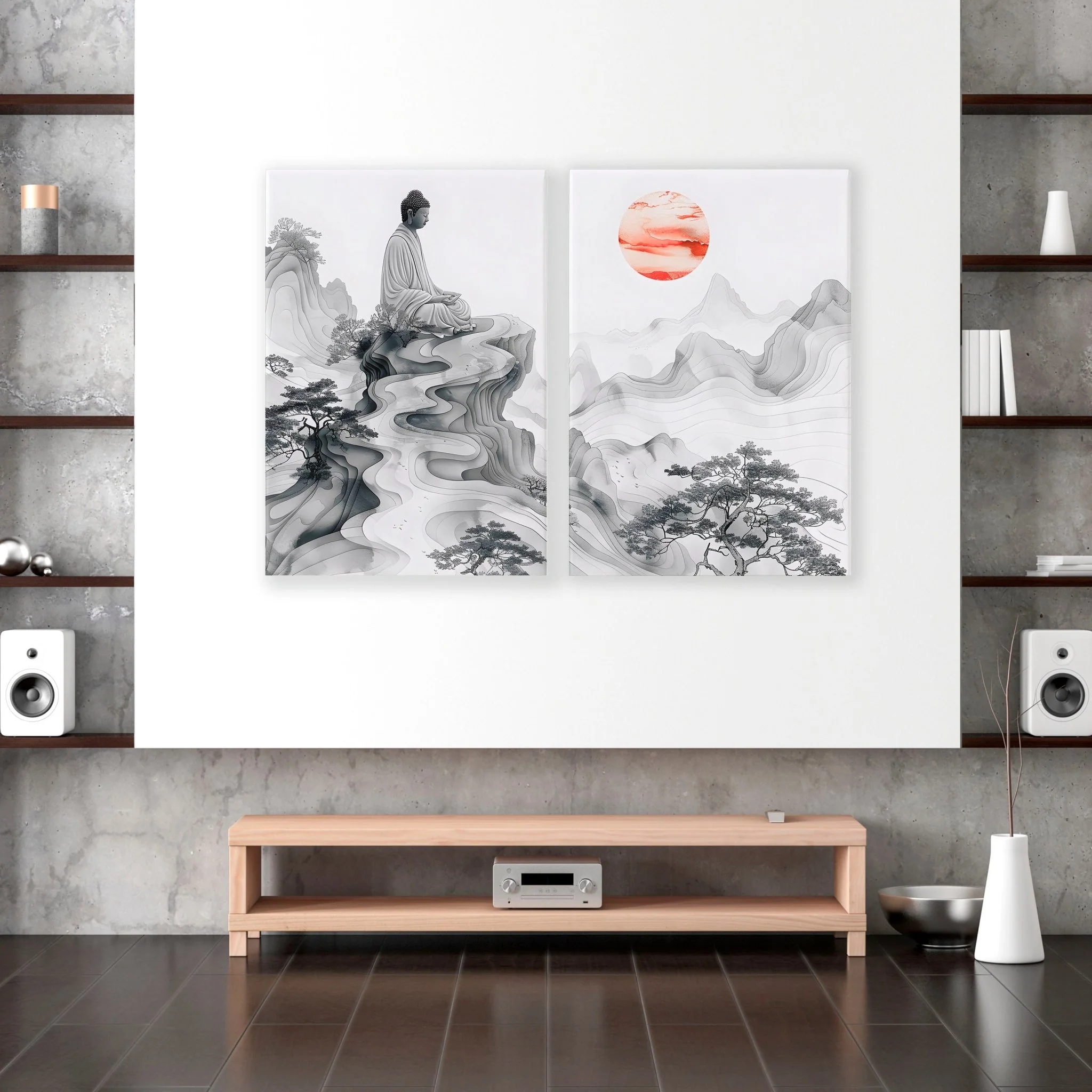 Modern Artwork For Living Room | Set of 2 Asian Inspired Wall art Prints - Image 5