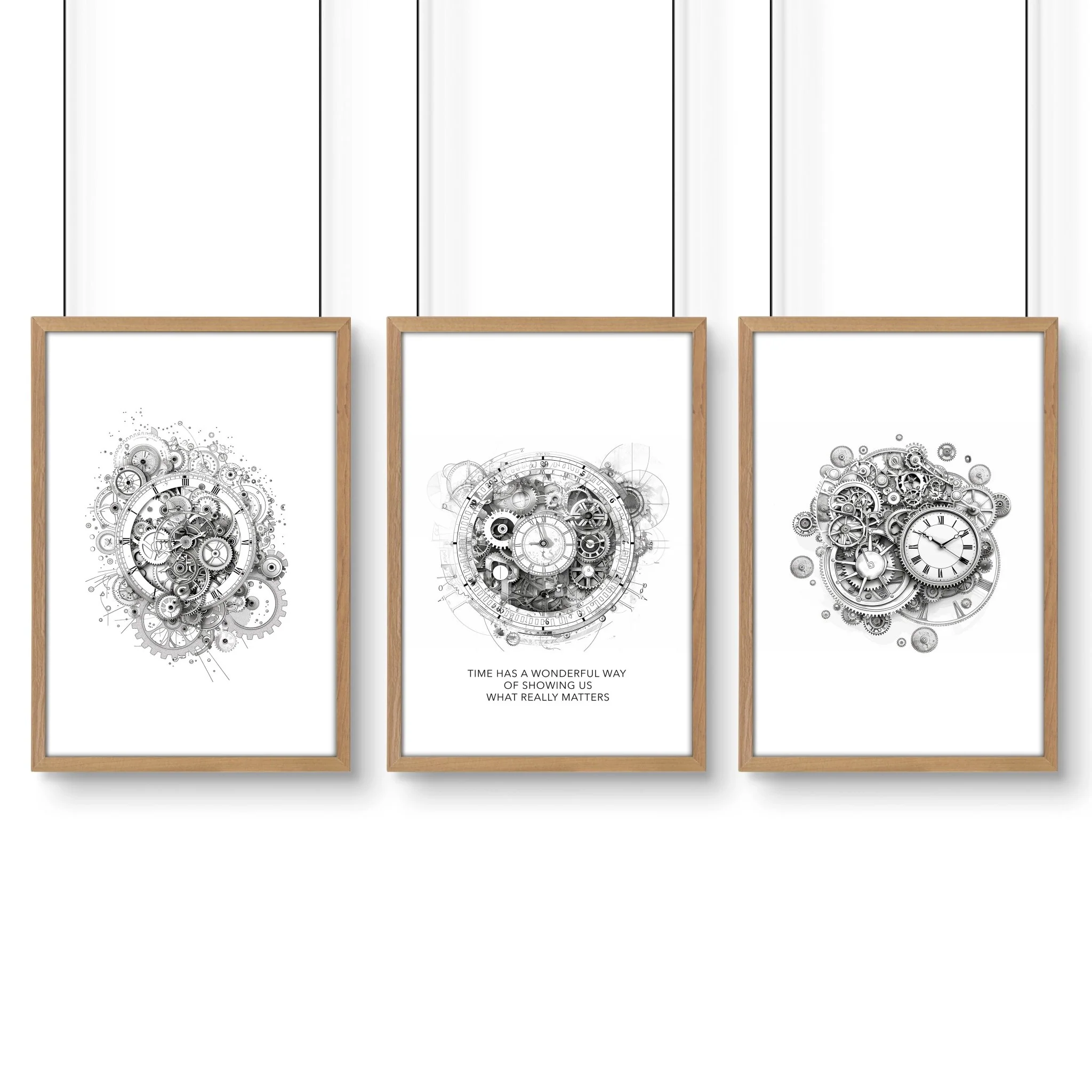Modern Bedroom Wall Decor | Set of 3 Abstract Clocks Wall art Prints - Image 13