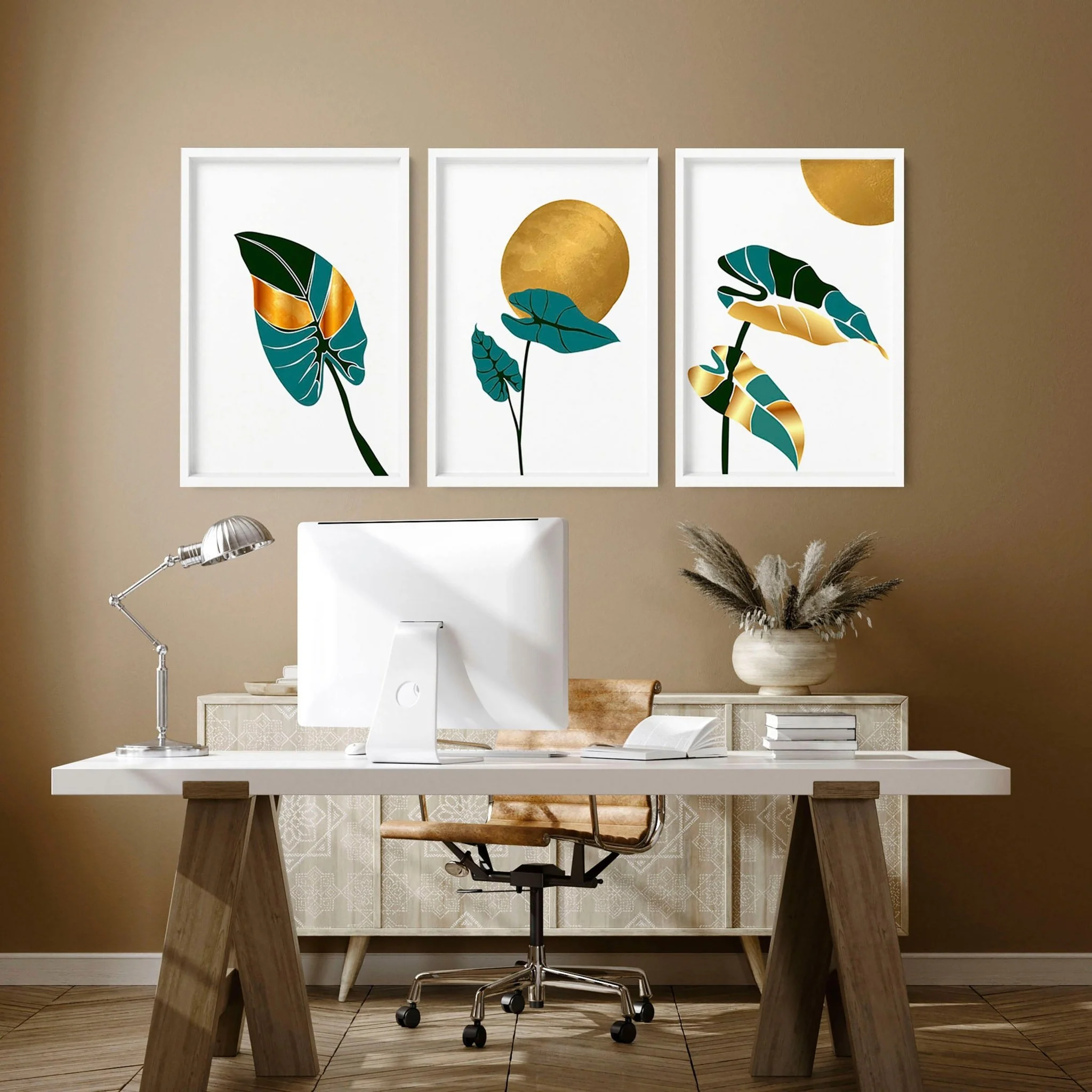 Set of 3 wall prints | Modern Botanical Home office decor - Image 2
