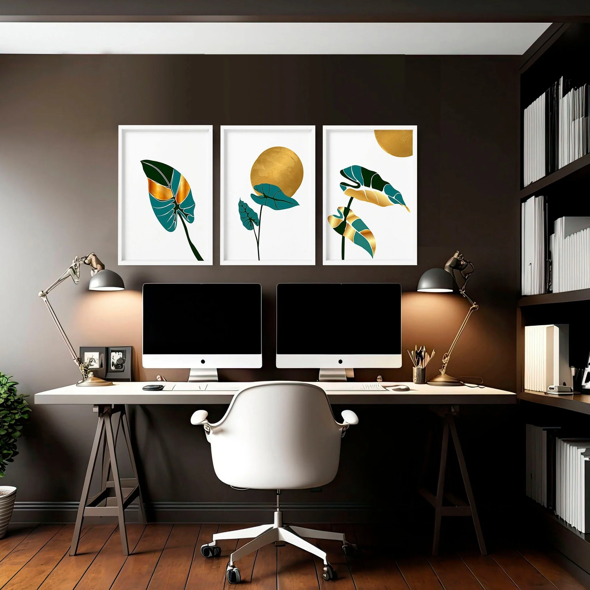Set of 3 wall prints | Modern Botanical Home office decor - Image 3