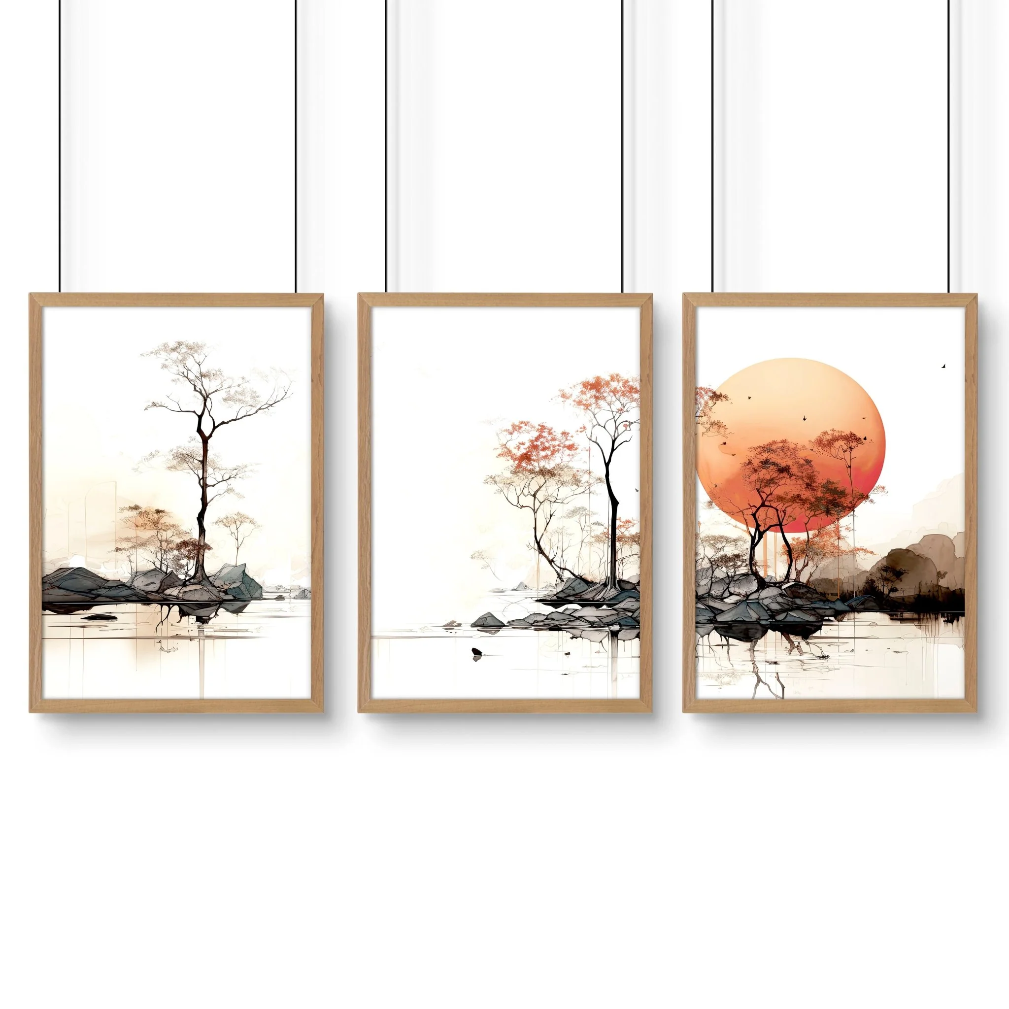 Modern Canvas Wall Art | Set of 3 Asian Inspired Wall art Prints - Image 15