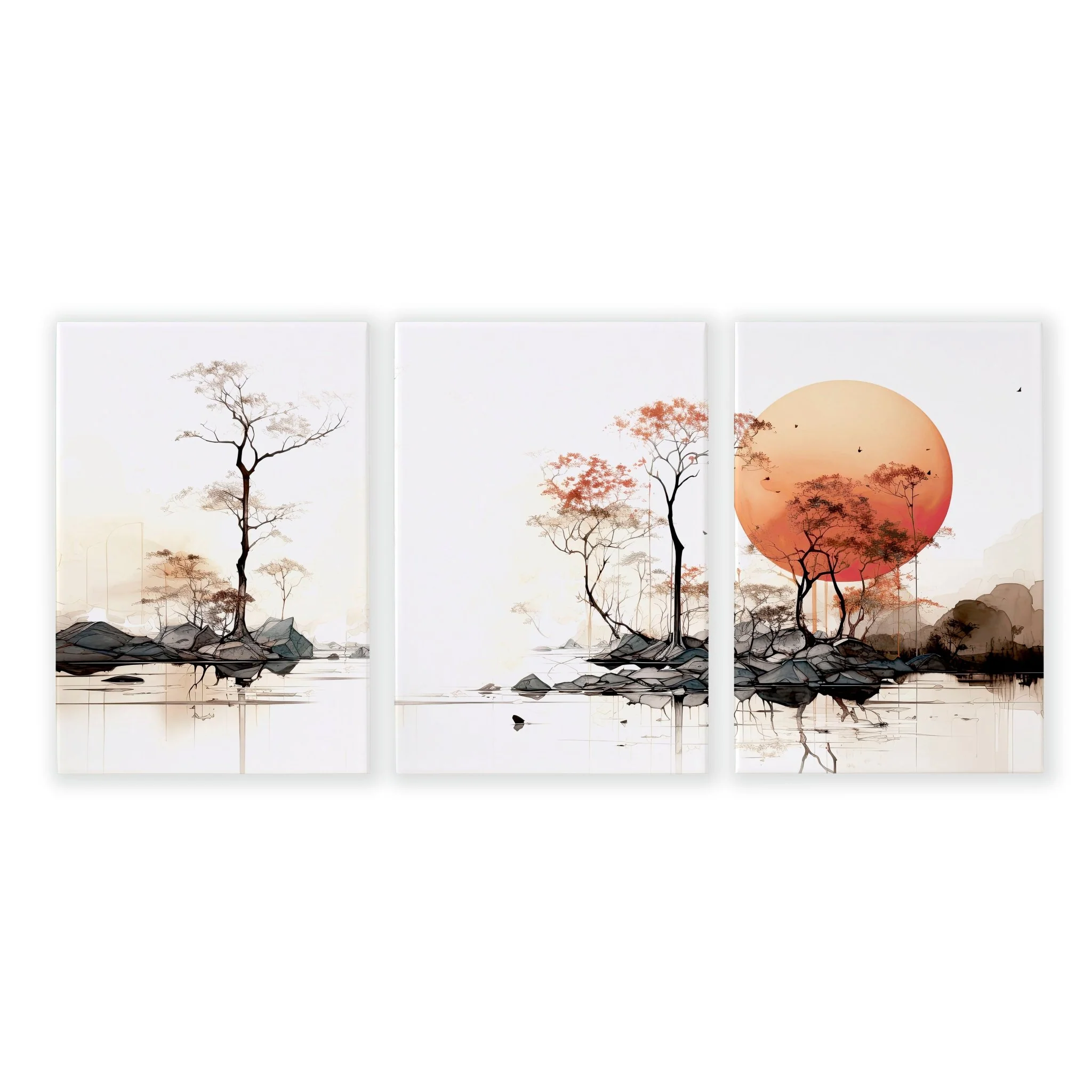 Modern Canvas Wall Art | Set of 3 Asian Inspired Wall art Prints - Image 17