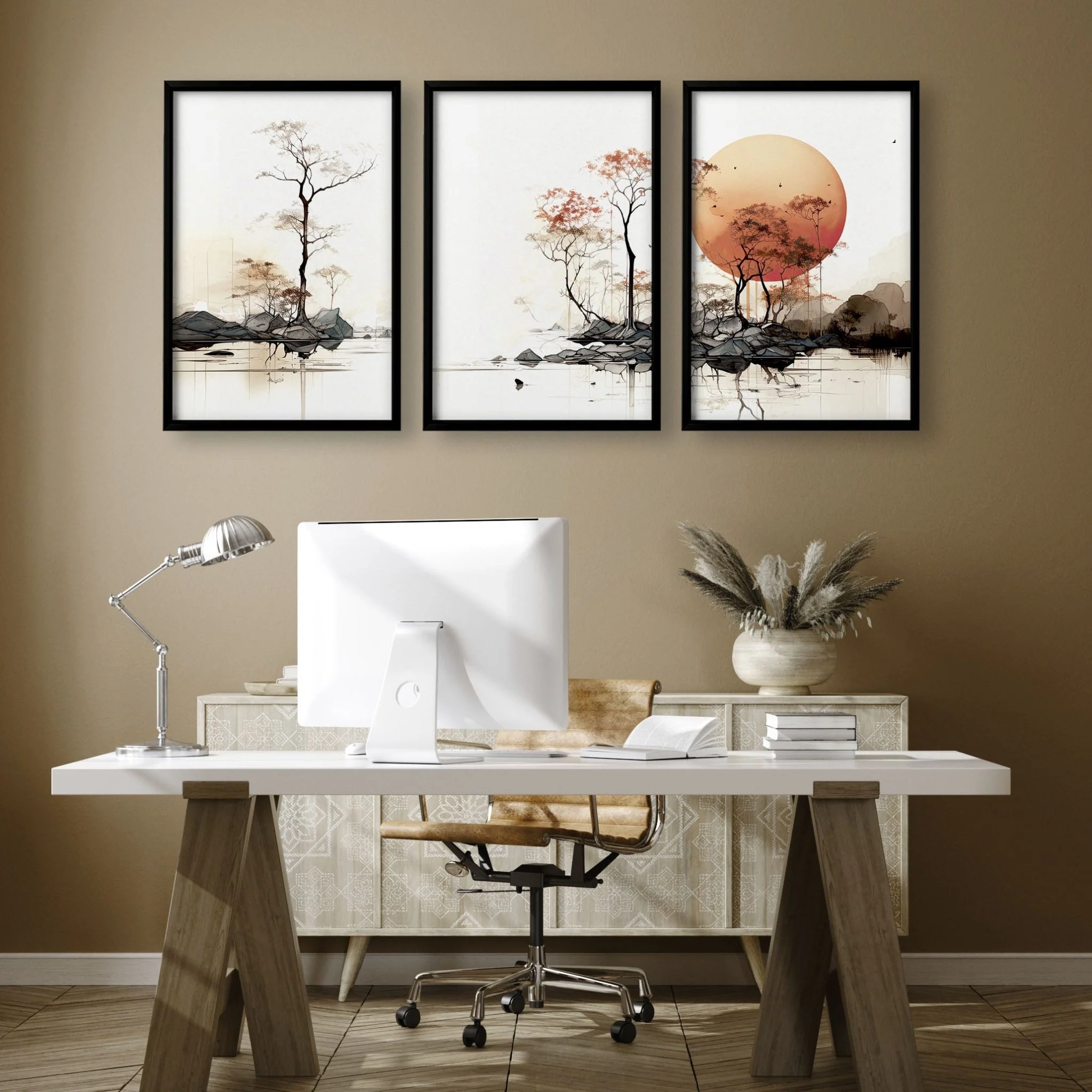 Modern Canvas Wall Art | Set of 3 Asian Inspired Wall art Prints - Image 4