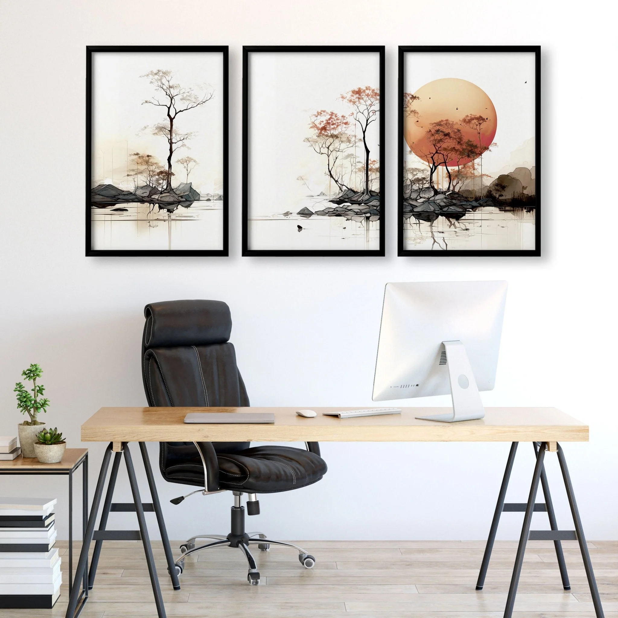 Modern Canvas Wall Art | Set of 3 Asian Inspired Wall art Prints - Image 5