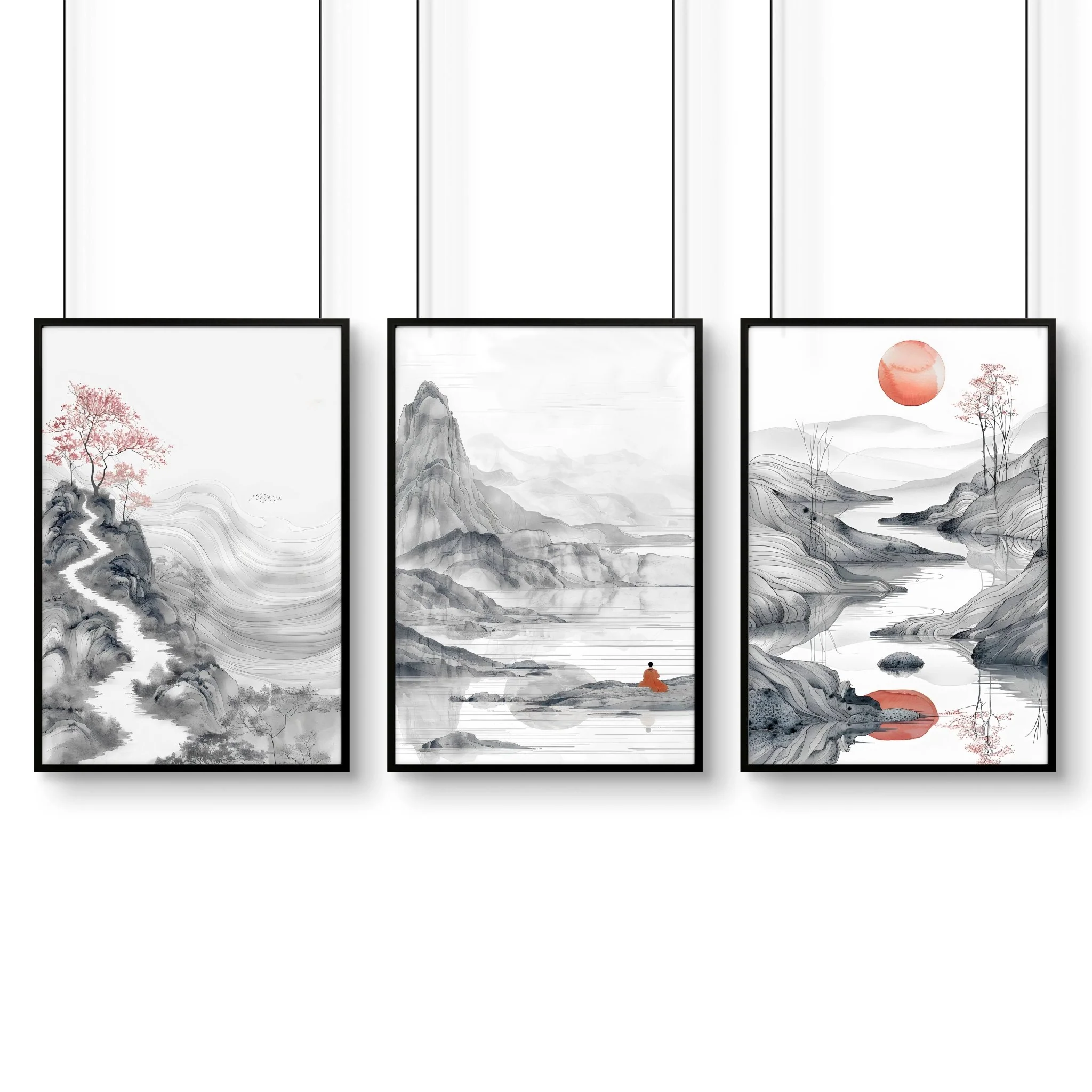 Modern Living Room Art | Set of 3 Asian Inspired Wall art Prints - Image 16