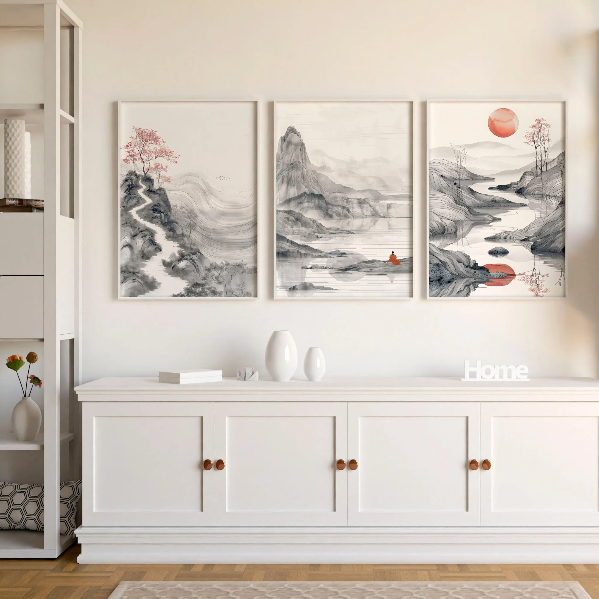 Modern Living Room Art | Set of 3 Asian Inspired Wall art Prints - Image 3