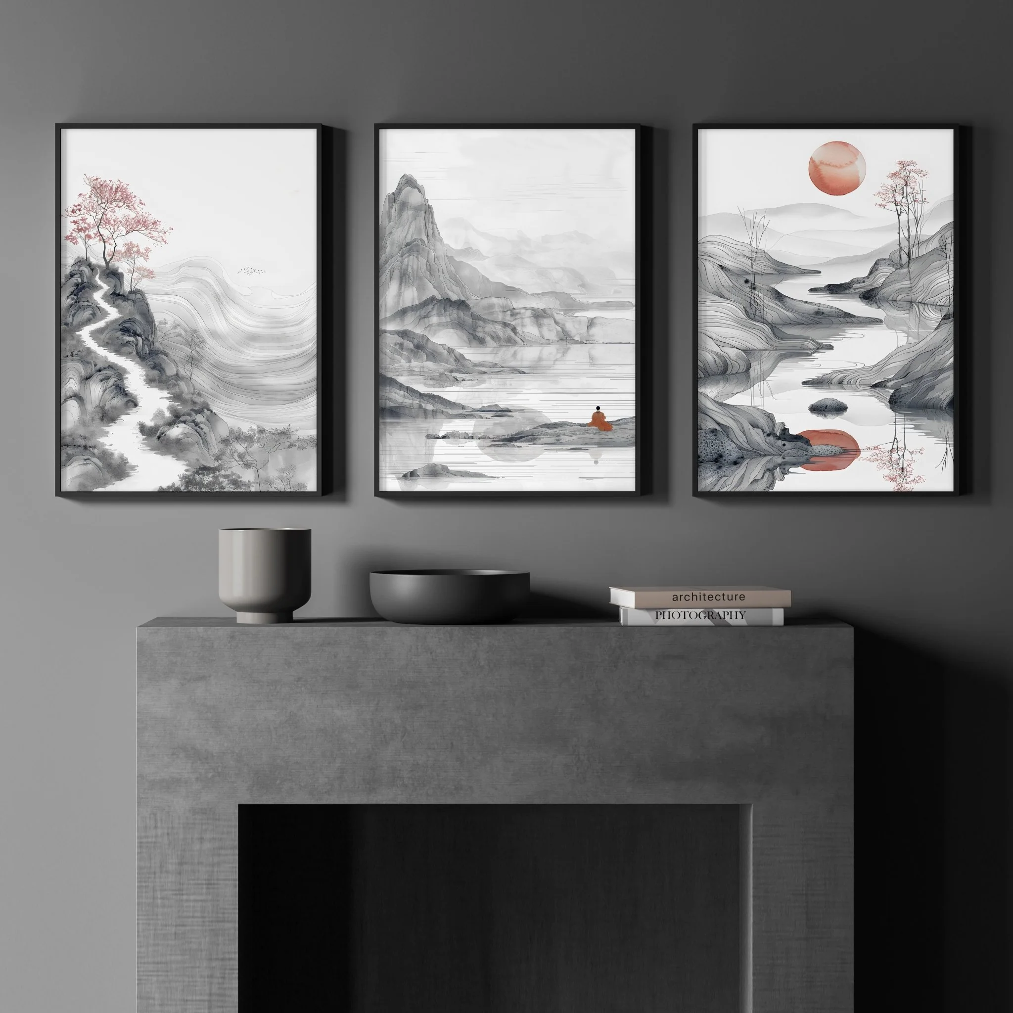 Modern Living Room Art | Set of 3 Asian Inspired Wall art Prints - Image 4