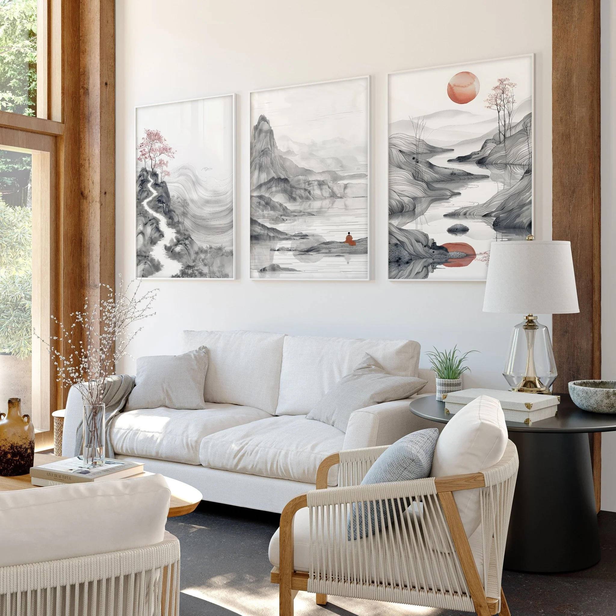 Modern Living Room Art | Set of 3 Asian Inspired Wall art Prints - Image 5