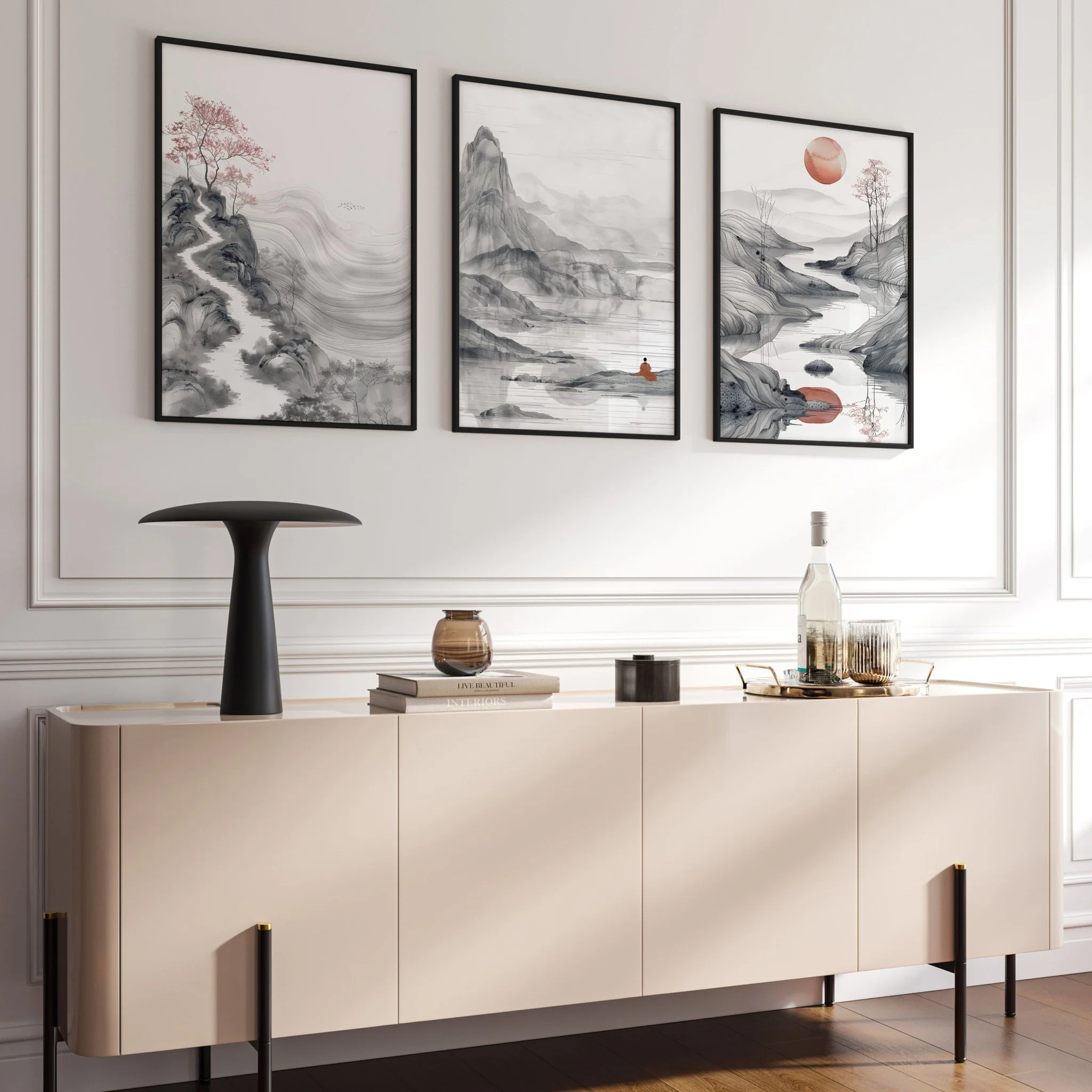Modern Living Room Art | Set of 3 Asian Inspired Wall art Prints - Image 6