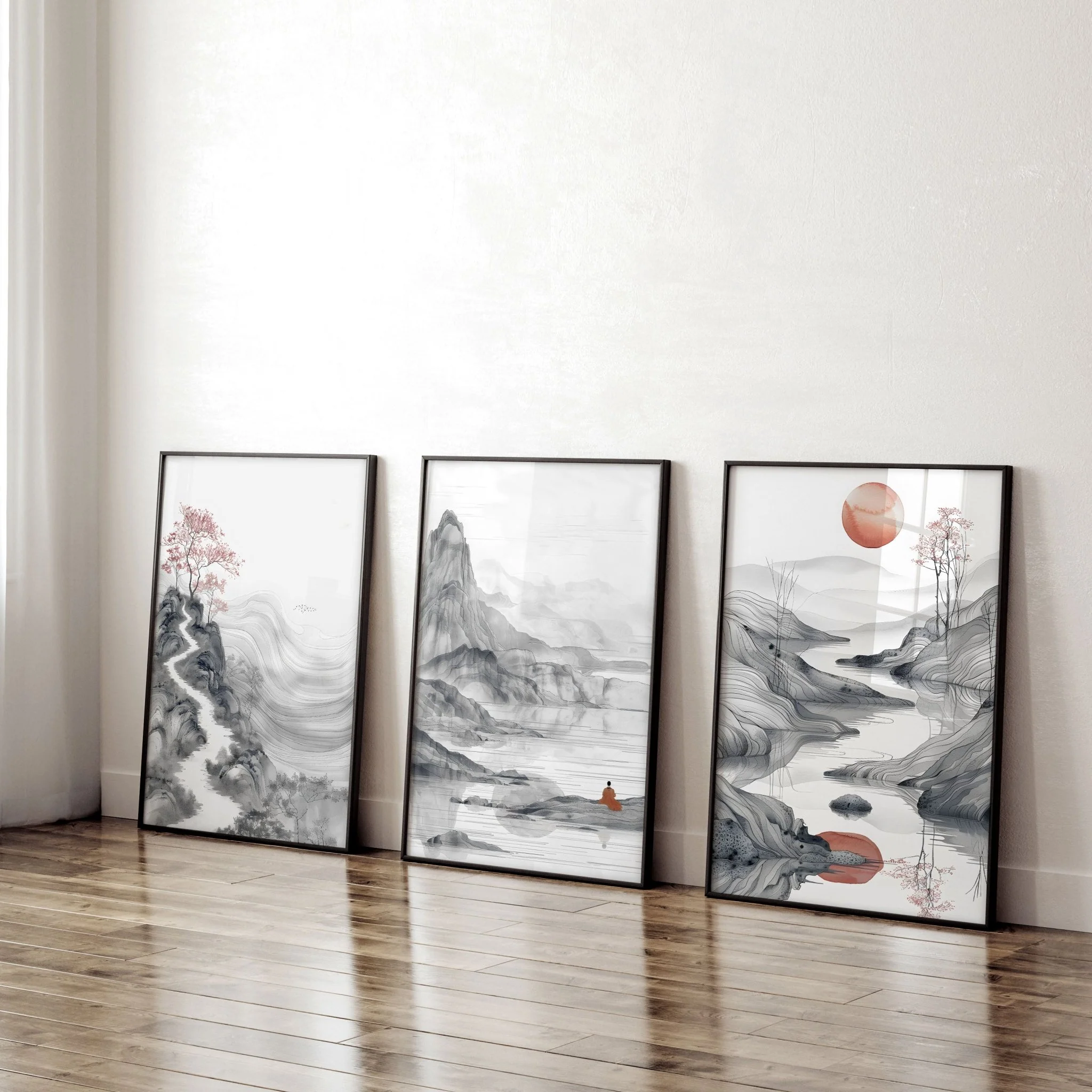 Modern Living Room Art | Set of 3 Asian Inspired Wall art Prints - Image 8