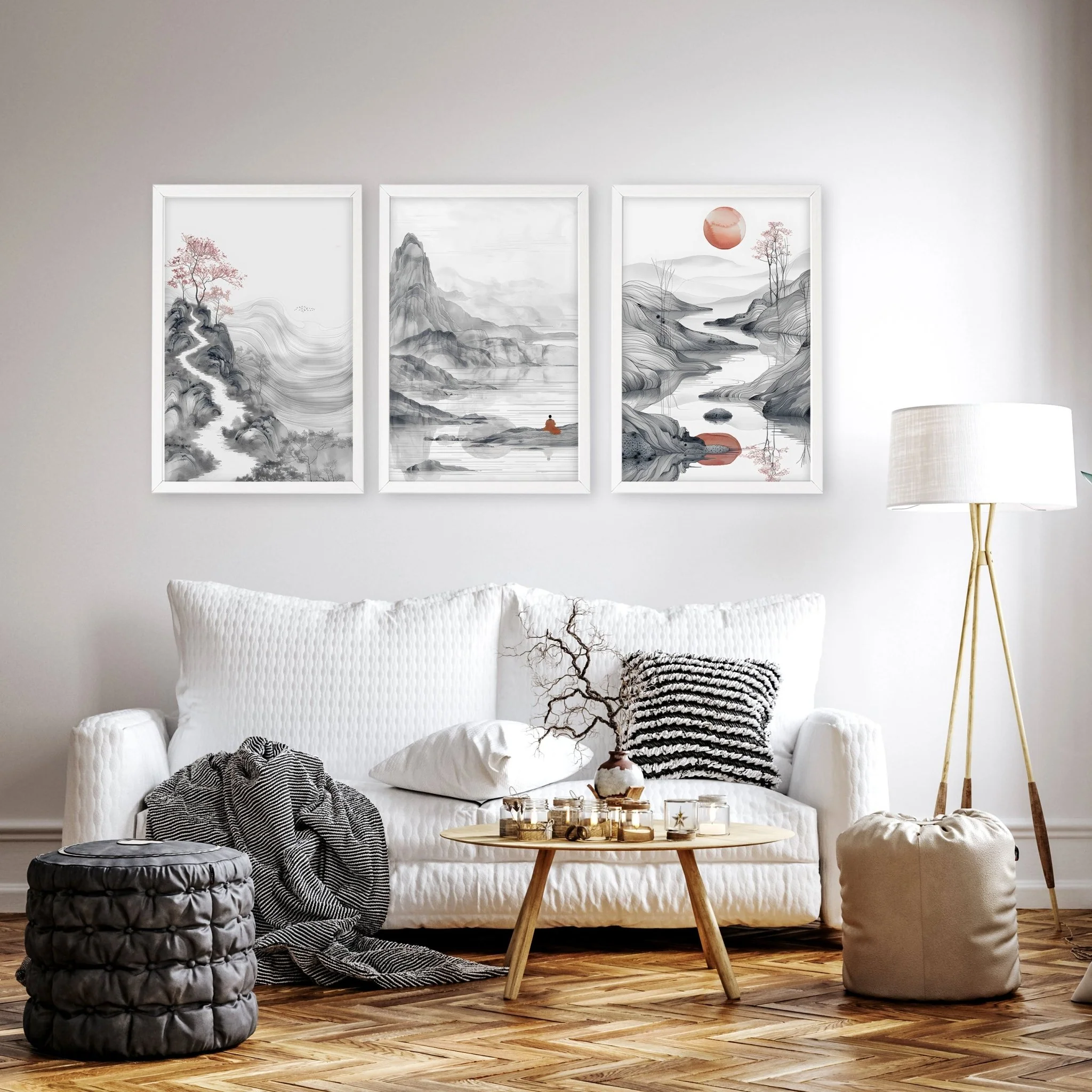 Modern Living Room Art | Set of 3 Asian Inspired Wall art Prints - Image 9