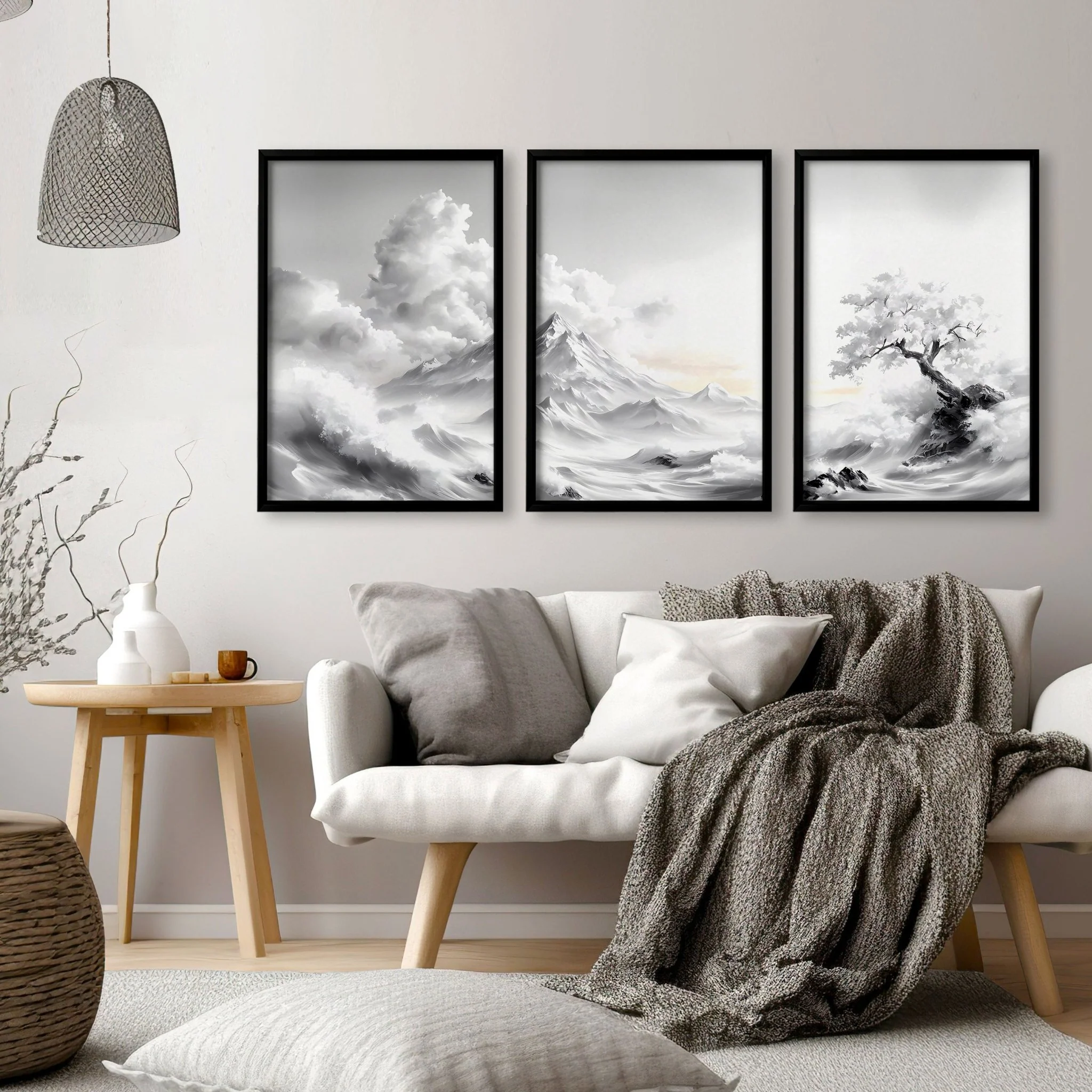 Modern Living Room Wall Decor | Set of 3 Asian Inspired Wall art Prints - Image 12