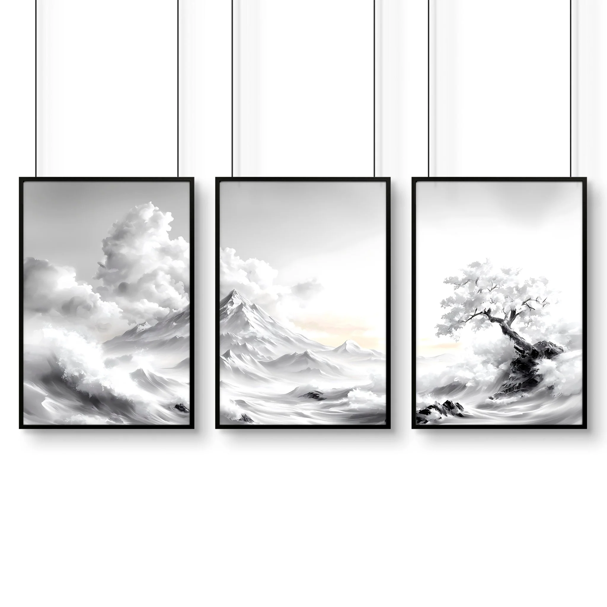 Modern Living Room Wall Decor | Set of 3 Asian Inspired Wall art Prints - Image 18
