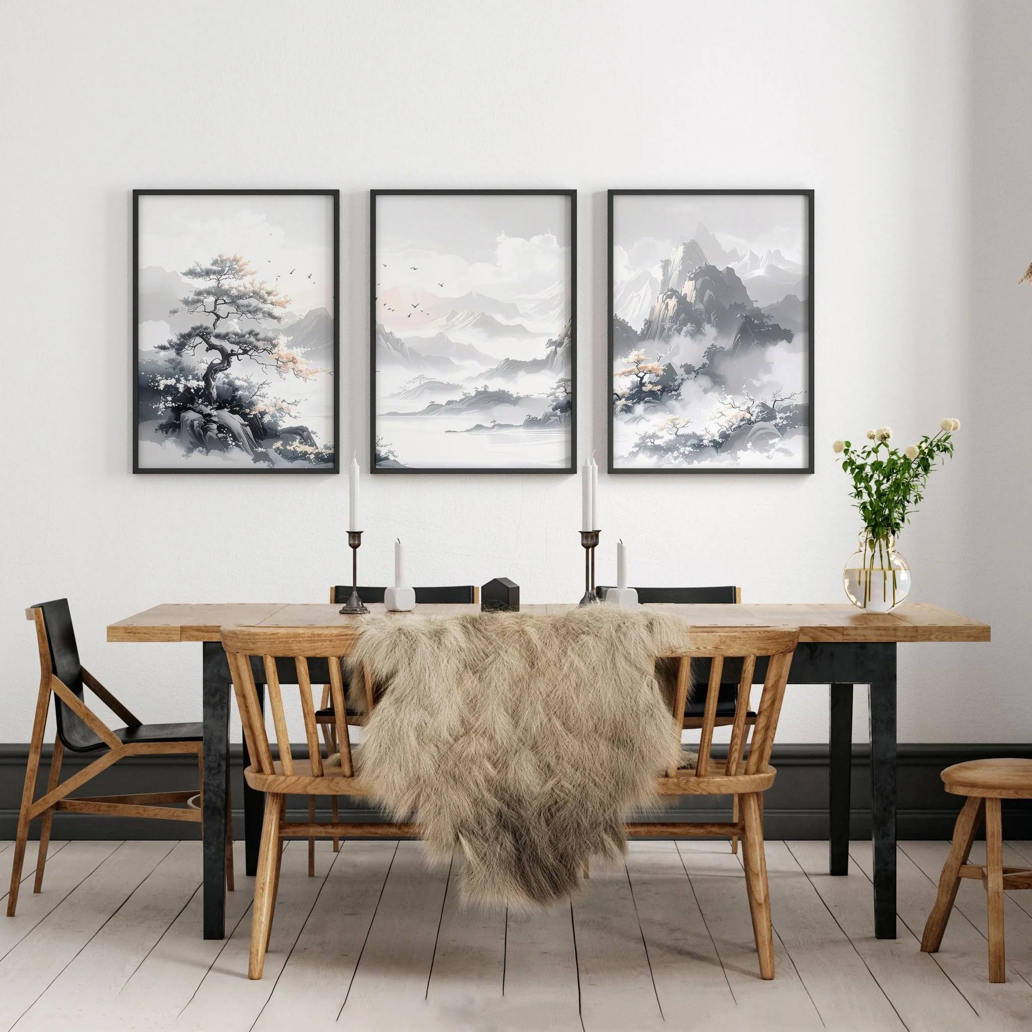 Modern Pictures For Living Room | Set of 3 Asian Inspired Wall art Prints - Image 10