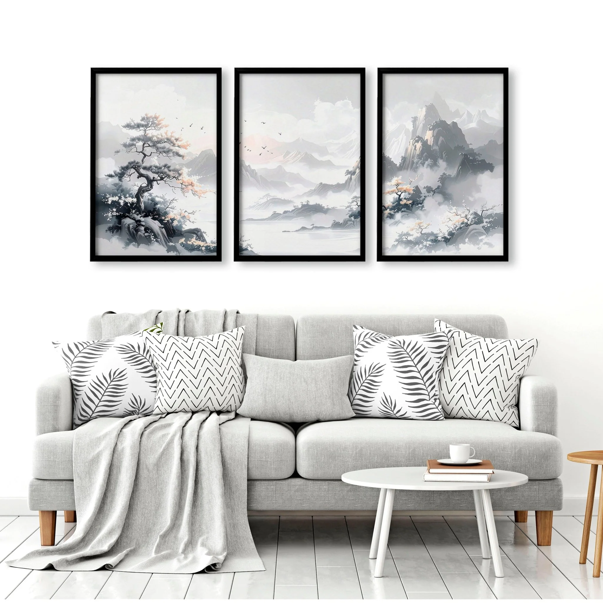 Modern Pictures For Living Room | Set of 3 Asian Inspired Wall art Prints - Image 11