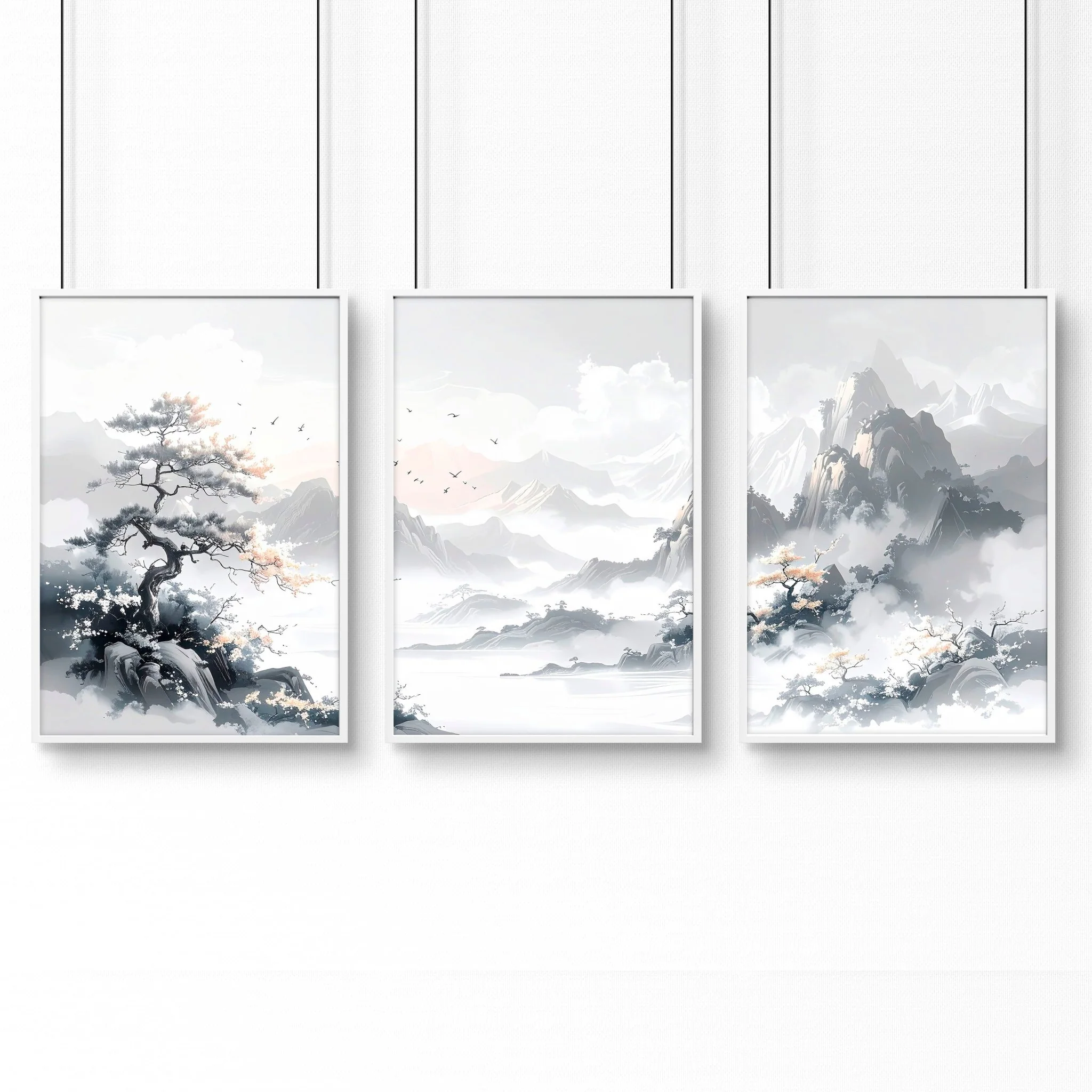 Modern Pictures For Living Room | Set of 3 Asian Inspired Wall art Prints - Image 20