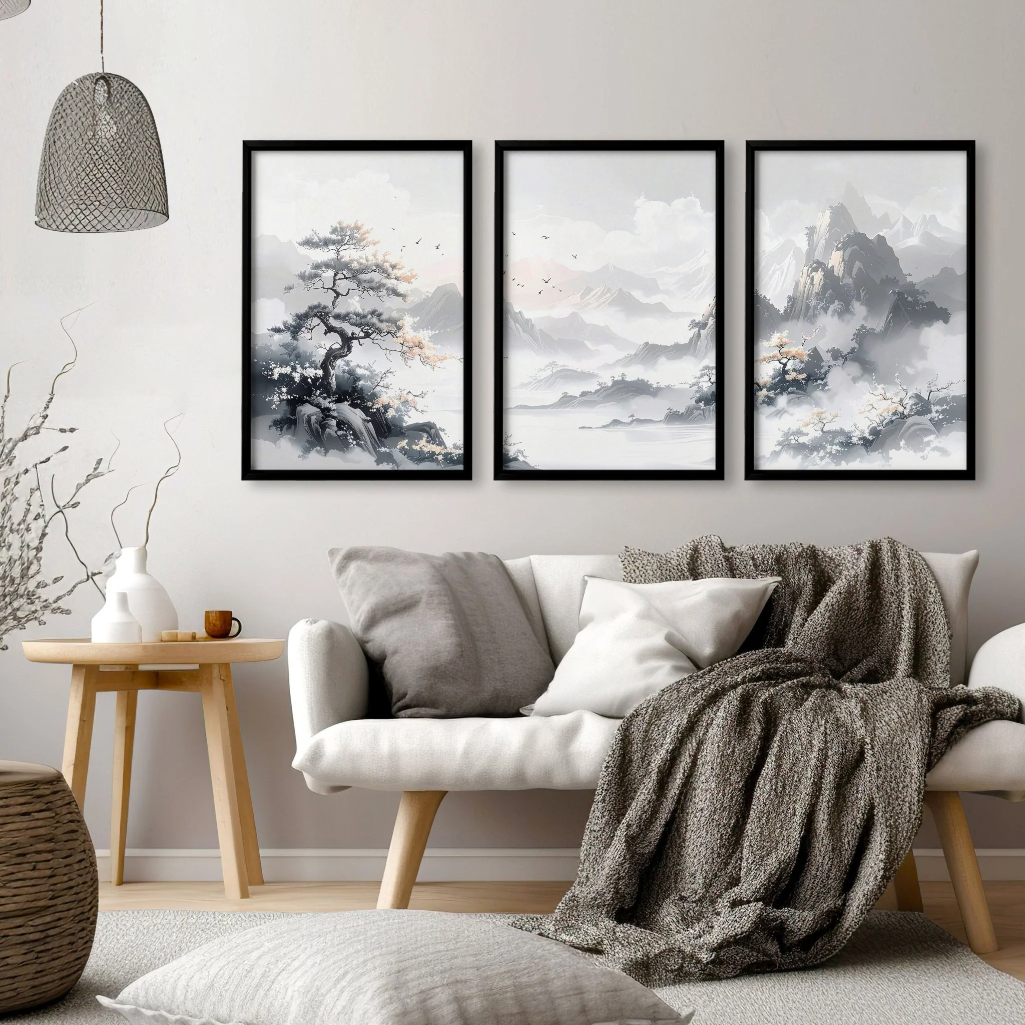 Modern Pictures For Living Room | Set of 3 Asian Inspired Wall art Prints - Image 5