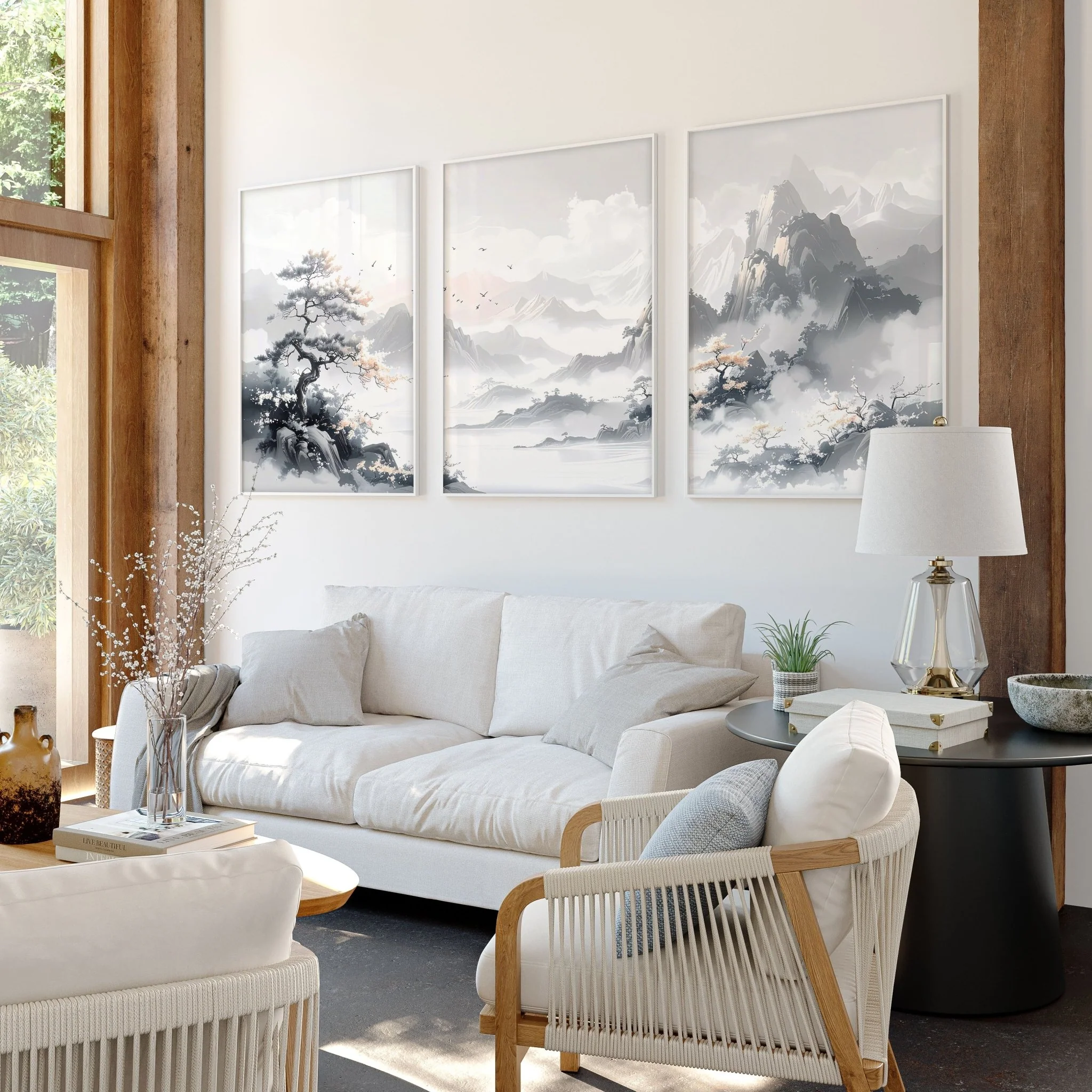 Modern Pictures For Living Room | Set of 3 Asian Inspired Wall art Prints - Image 6