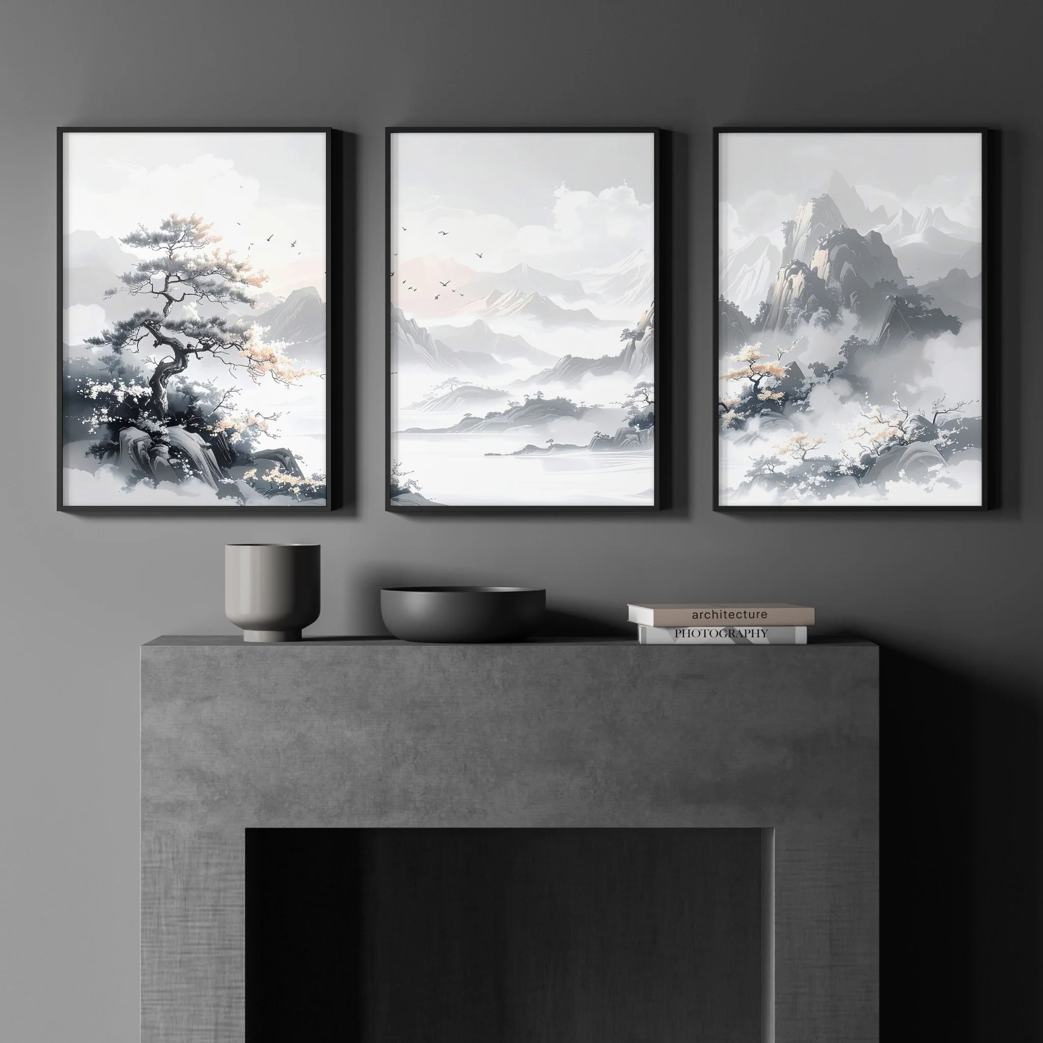 Modern Pictures For Living Room | Set of 3 Asian Inspired Wall art Prints - Image 7